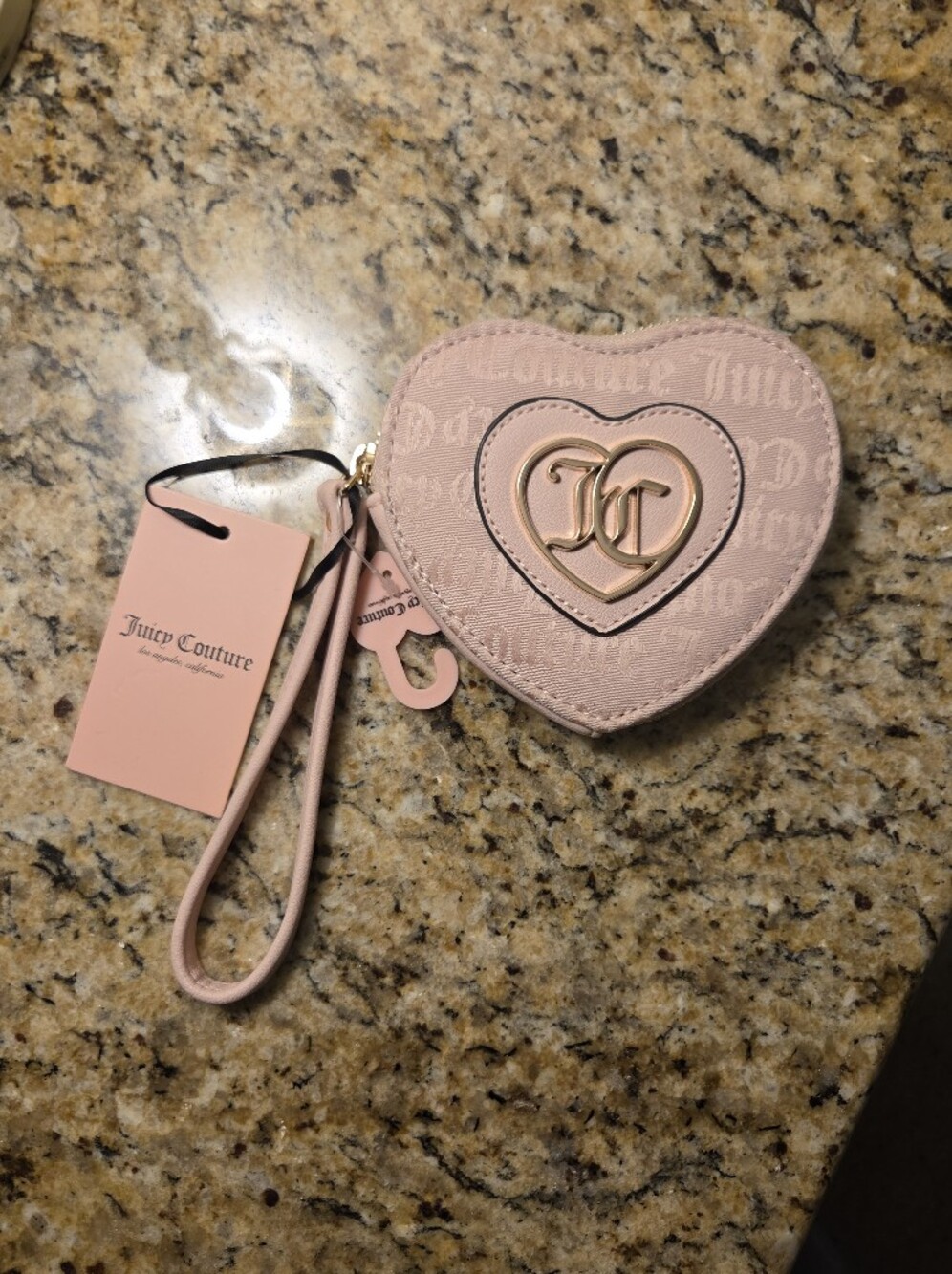 Juicy Couture Heart Wristlet Cosmetic Bag in Pink NWT